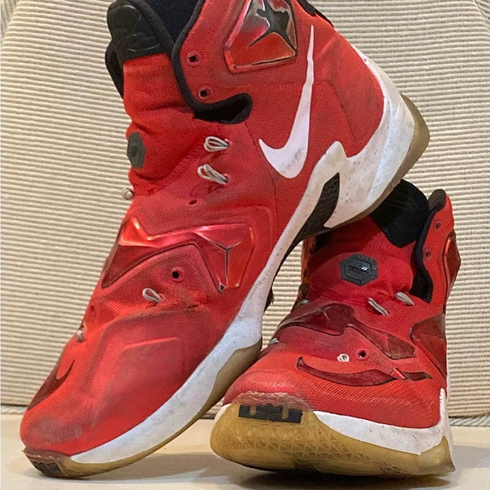 Nike LeBron 13 Red and White Sneakers